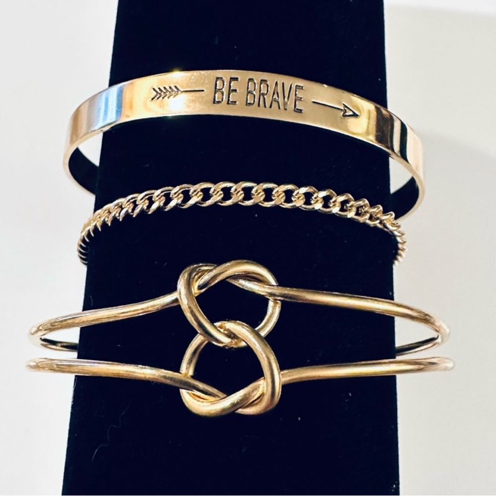 Gold Stack of 3 Bracelets